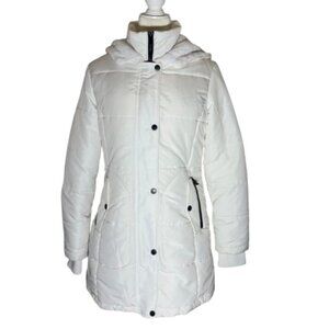 DETAILS INTL Women's White Zipper Hooded Coat with Size PS
